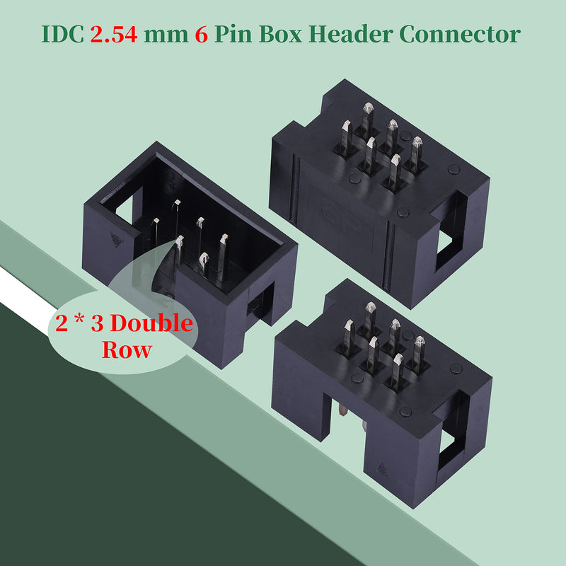 20 Pieces IDC 2 * 3 Double Row 2.54 mm Pitch JTAG ISP 6-Pin Straight Pin in-line Box Header Connector Adapter Cable Male Socket Terminal for PCB Electronic Equipment Projects. 2.54 mm Male Socket Terminal