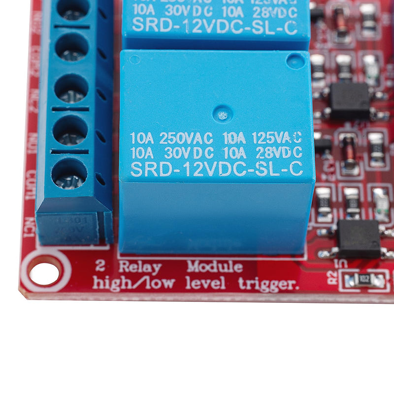 4PCS DC 12V 2 Channel Relay Module with Isolated Optocoupler Supports High and Low Level H/L Level Trigger Module Triggered