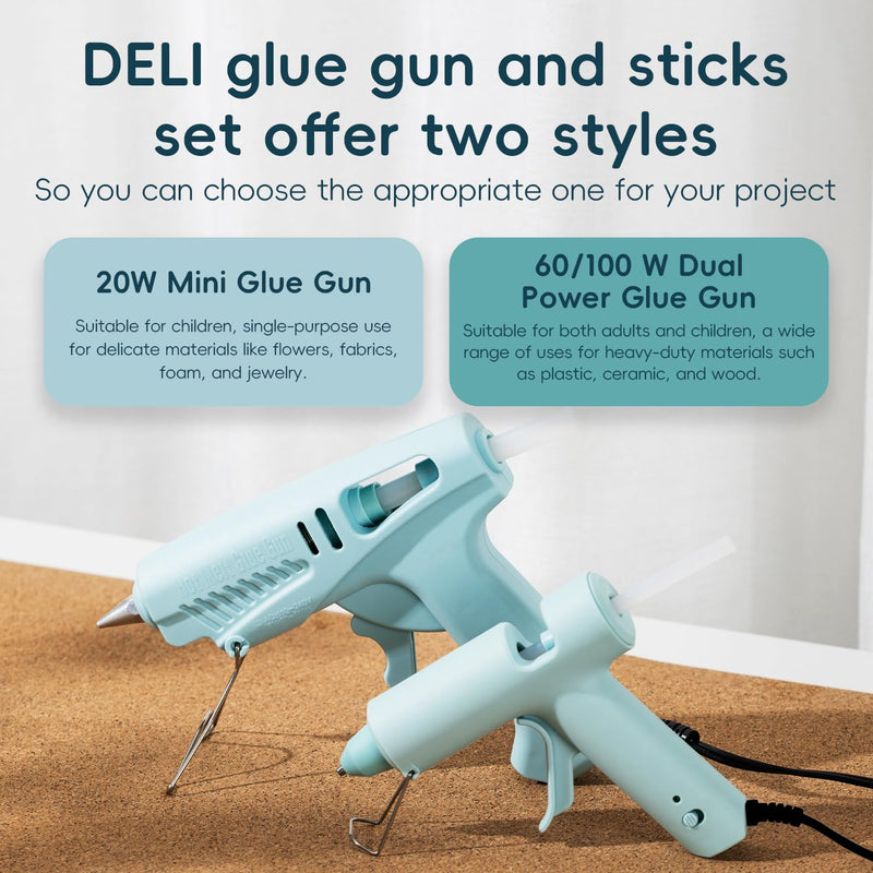 deli Professional Heavy Duty Glue Gun, High Temperature, Industrial Strength, with Stand (60W/100W Dual Power) 60W/100W Dual Power