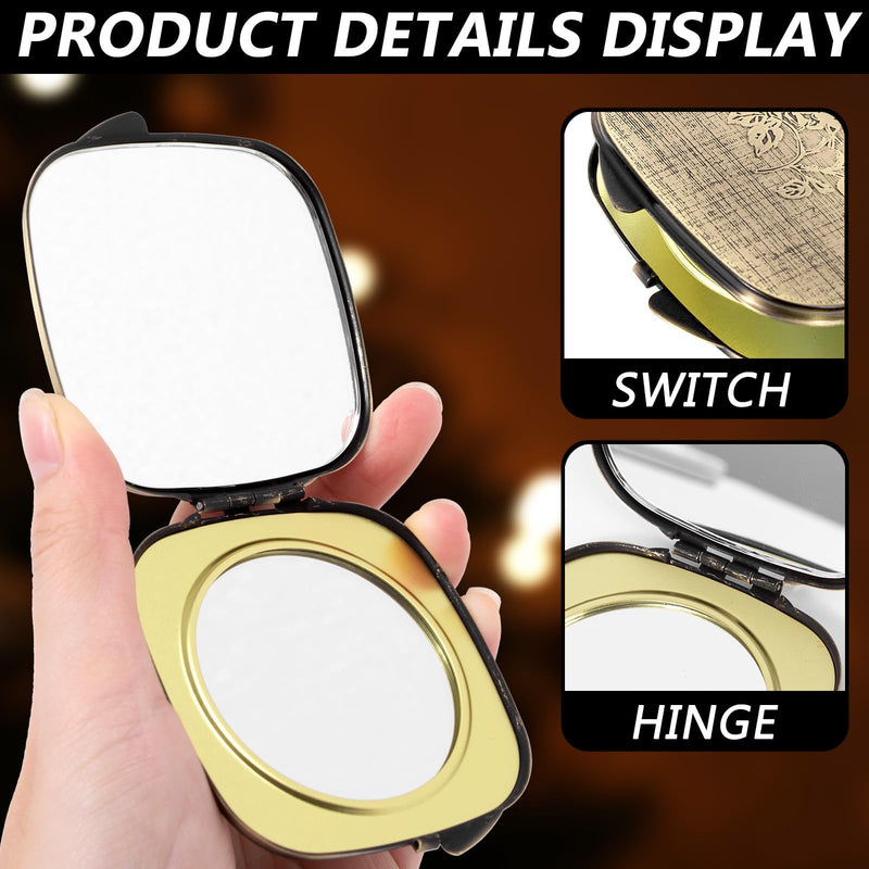 Travel Small Compact 1X/2X Mirror - Handheld, Foldable, Lightweight - Mini Pocket Magnifier for Wallet - Square 3.0 inches x 2.8 inches (Ancient Bronze) Ancient Bronze