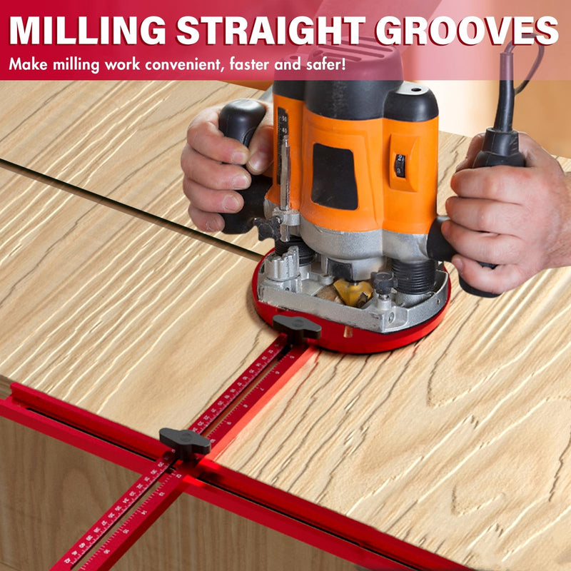 4 in 1 Router Milling Groove Bracket for Cutting Large Circles From 10IN to 58IN, Aluminum Alloy Router Circle Cutting Jig, Adjustable Router Jig and Router Guide for Woodworking (Oil Red)
