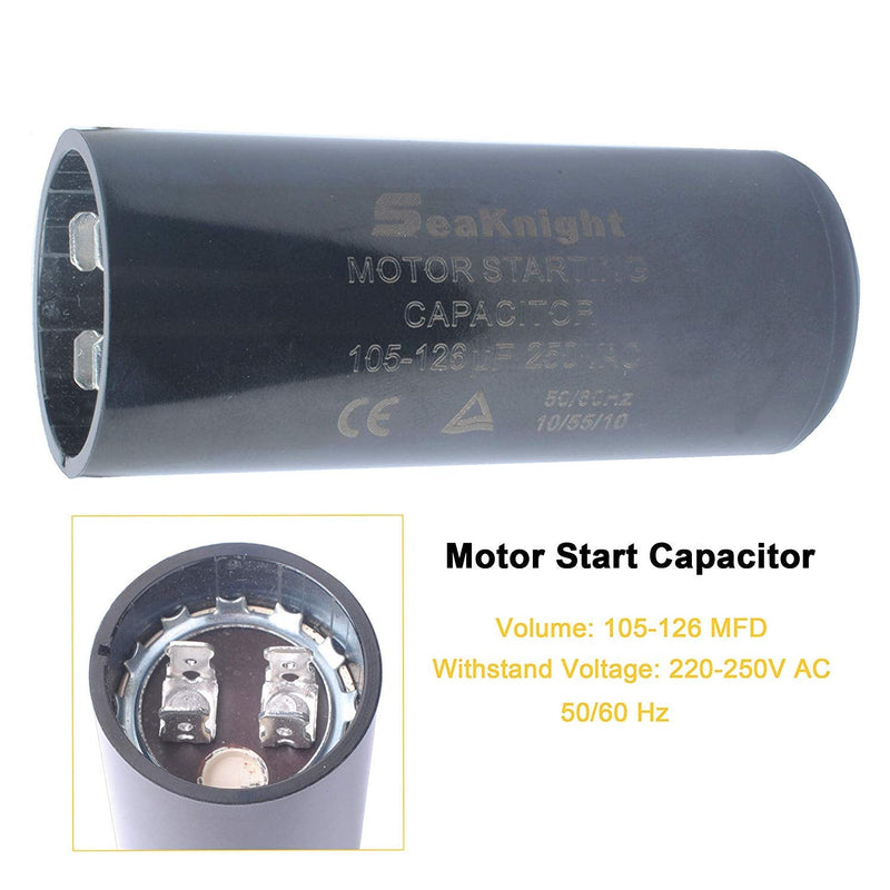 105-126 uf MFD Capacitor 220-250VAC,Motor Start Capacitor Replacement for Compatible with Franklin 1HP, 1.5hp and 2HP Well Pump Control Box Pack of 2