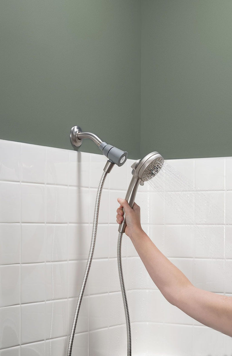Moen Engage Magnetix Spot Resist Brushed Nickel Eco-Performance 3.5-Inch Six-Function Detachable Handheld Showerhead with Magnetic Docking System, 26100EPSRN Eco-Performance Handheld Shower