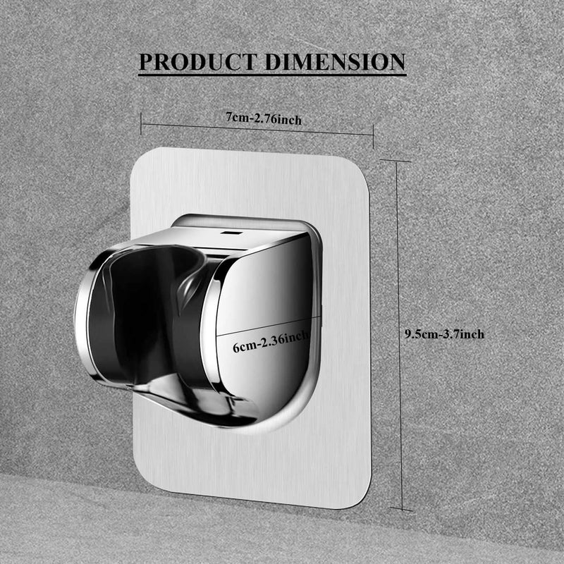 Shower Head Holder Strong Adhesive Adjustable Handheld Shower Wand Holder No Drilling Wall Mount Bracket (Silver)