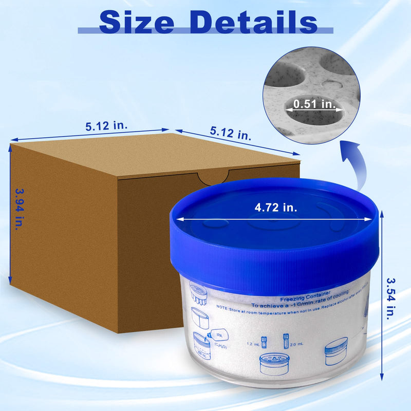 18-Well Cryobox, -1℃(-33.8℉) Freezing Container for 1.2-2mL Tubes | PC box body, HDPE cover, foam liner, isopropanol-based cooling, no liquid evaporation, -80°C compatible, lab research use