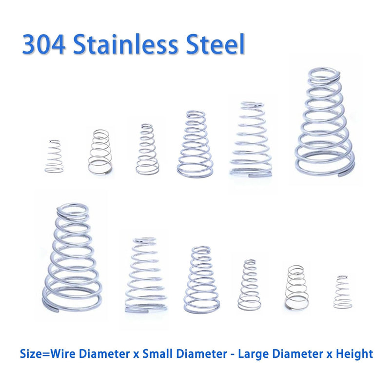 20pcs 304 Stainless Steel Taper Spring, Conical Cone Compression Spring, Tower Pressure Spring Wire Dia 0.3-0.8mm Height5~30mm ( Size : 0.7x6.5-14x15mm )