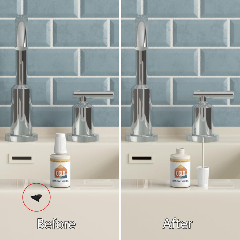 Porcelain + Appliance Touch Up Paint, Desert Beige, 20ml, High Gloss, w/Brush in Bottle, for Bathroom Fixtures, Metal 04) Desert Beige