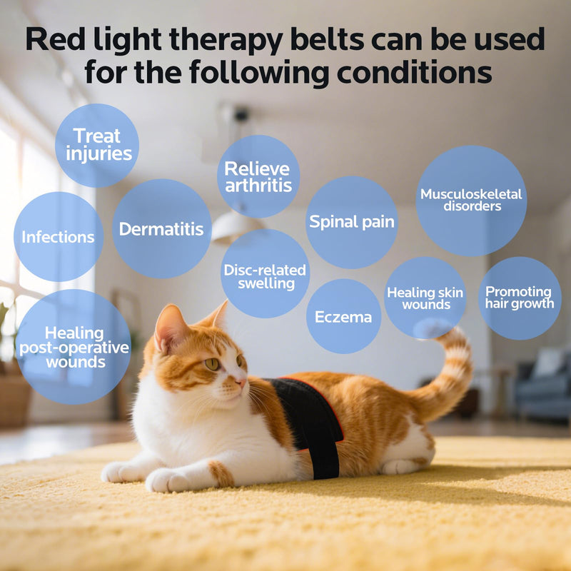 Red Light Therapy for Dogs,Wearable Infrared Light Therapy Belt for Pets Wounds Repair,Joint & Back Pain Relief,12.8 × 6.8 in 660/850 nm 80-LED Pad Black