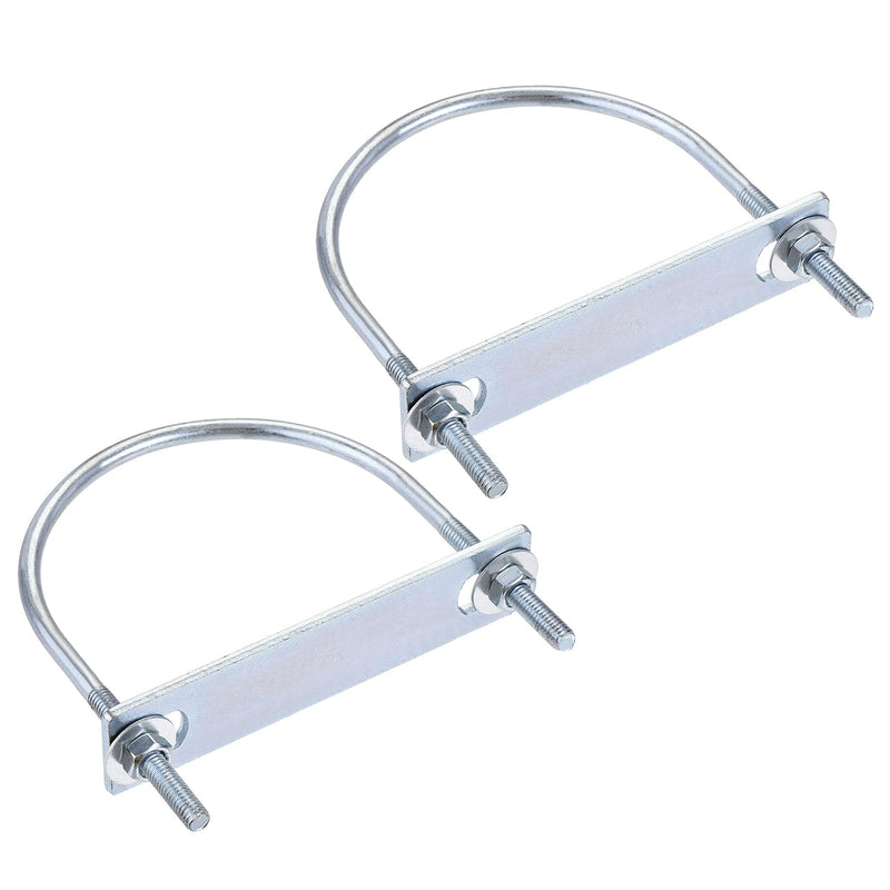 uxcell Round U-Bolts 2 Sets 3.5"(89mm) Inner Width 110mm Length Steel M6 with Nut, Plate, Washer M6x95mmx110mm