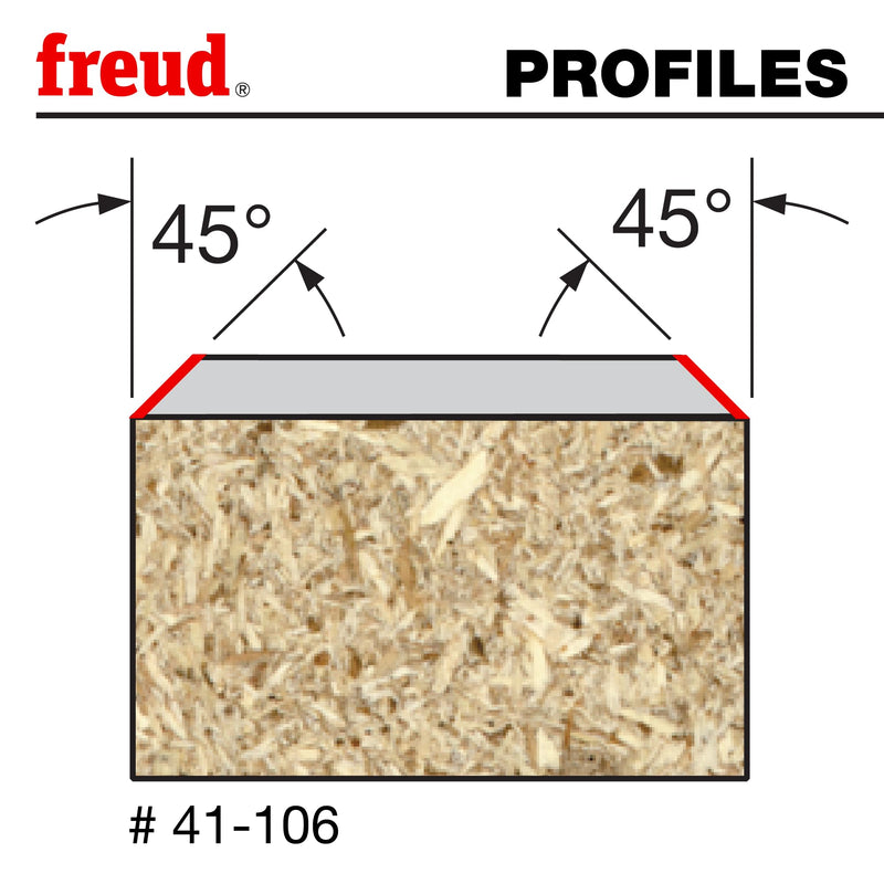 Freud Bevel Trim Bit with Angles from 8° to 45° - Clean Cuts for All Plastic Laminates - 31/32" Diameter, 1/4" Height, 1-7/8" Length, 1/4" Shank - 41-106