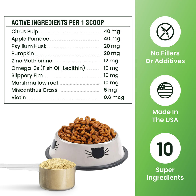 Special Breed Hairball Support for Cats - 10 Super Ingredients for Hairball Relief, Digestive Support & Healthy Skin - No Fillers - Psyllium, Pumpkin, Omega-3s & More - 720 Scoops 7.62oz