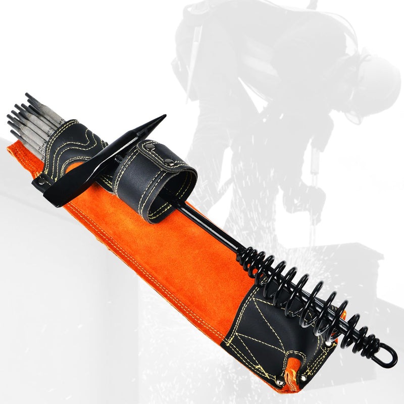 Flame-Resistant Electrode Bag, Cowhide Leather Welding Rod Holder, Wearable Thickened Storage Pouch