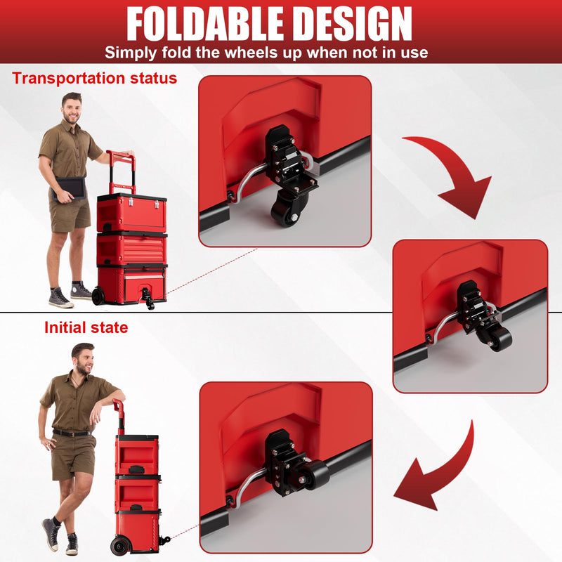 Upgraded Steel Front Wheels, Caster Wheel Kit for Milwaukee Packout Tool Box, 200 Lbs Capacity