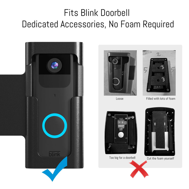 Anti Theft Ring Doorbell Mount - Renter Friendly Ring Doorbell Holder for Apartment Door - All Metal Ring Door Bracket Blink Doorbell Mount No Drill ‎Frosted Black