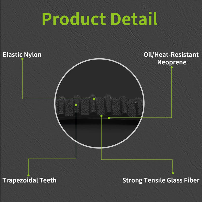 2pcs 130XL Timing Belt 65 Teeth Rubber Drive Belt 5mm Pitch 10mm Width Black Geared Belt (130XL037) 2