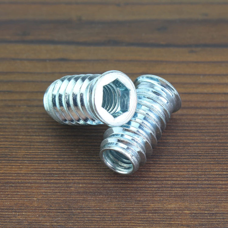5/16"-18 x 25mm Threaded Inserts, Nut Inserts, Wood Inserts, Blue Zinc Plated Carbon Steel, 5/16-18 Threaded Inserts with Hex Wrench for Wood Furniture Screw, Total 26 Pieces, Blue Color 5/16"-18 x 25mm - NewNest Australia