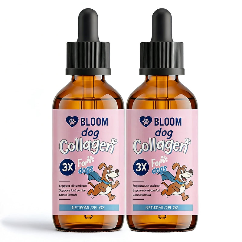 Bloom Collagen for Dogs, Bloom Triple Collagen for Dogs, Gentle Formula, Supports Skin and Coat, Joint Comfort, 60ml (2pcs) 2pcs