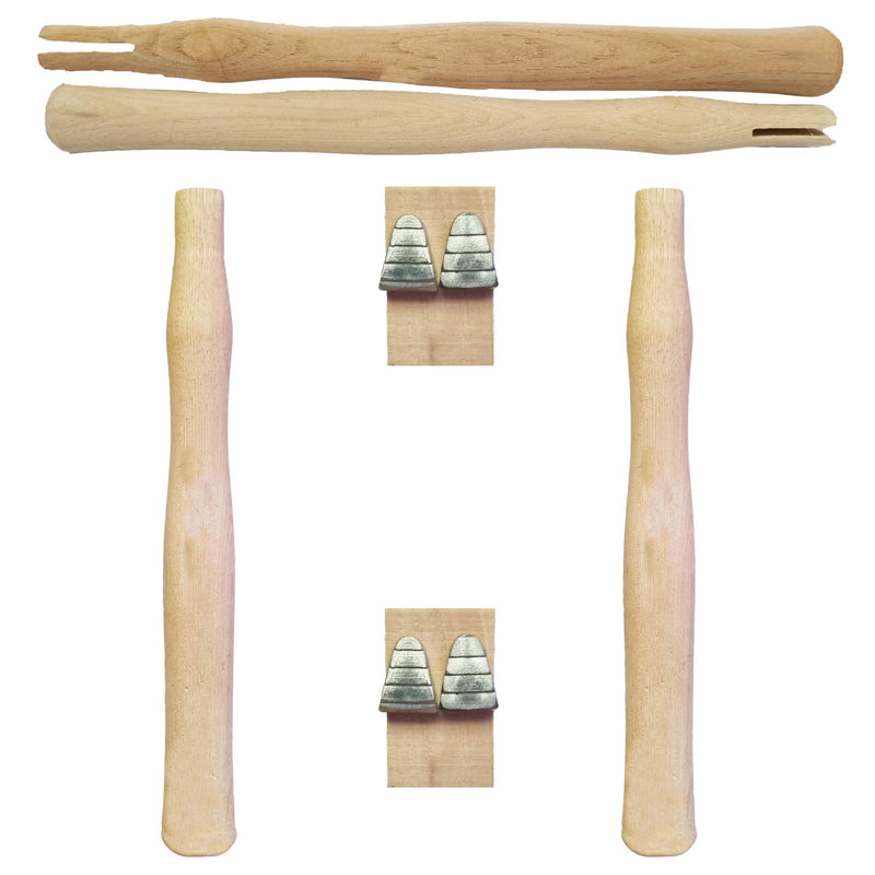2 pack Wood Sledge hammer handle replacement for 2, 3 and 4 lb Complete Set with Wooden and Steel Wedges - Wood replacement ball pien hammer handle - Wood tool handle - Wooden handle hammers in bulk Hammer-2pack