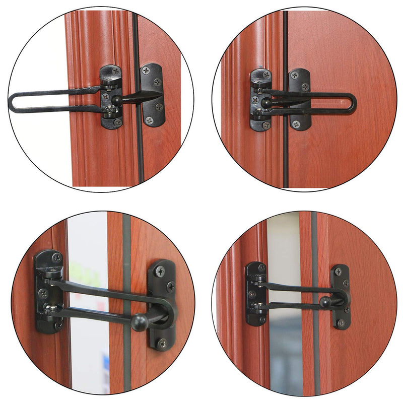 Door Reinforcement Lock Latch Swing Bar Lock for Home Security Front Door Locks for Kids Thicken Solid Aluminium Alloy (Black) Black