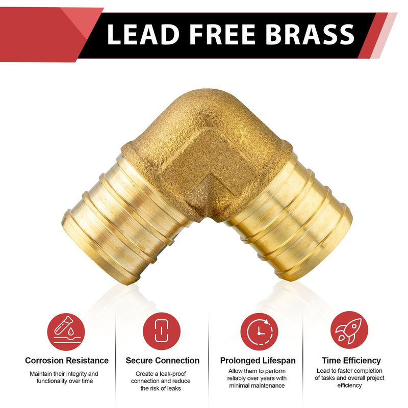 10PACK EFIELD Pex Crimp Brass Fitting 1-Inch Eblow(PEX1807062-10) Pack of 10 1''X 1''