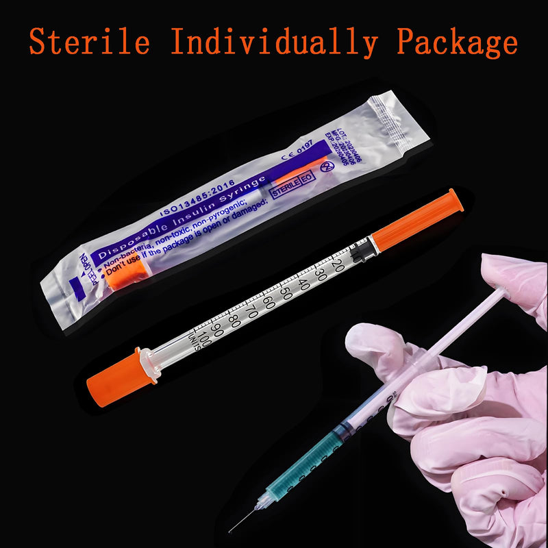 U-100 1cc/1ml 31 G 5/16 8mm Inch Syringe, Individually Packed 100 PACK for Dog, Cat, Bird and Other Smaller Pets and Measuring Nutrients for Your Garden Plants