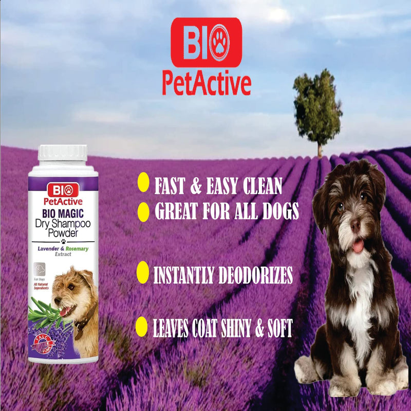 Bio Magic Dry Shampoo Powder with Lavender and Rosemary for Dogs | Cleansing and Moisturizing Perfume and Talc Free Suitable for Sensitive Skin - 5.29 oz - PawsPlanet Australia