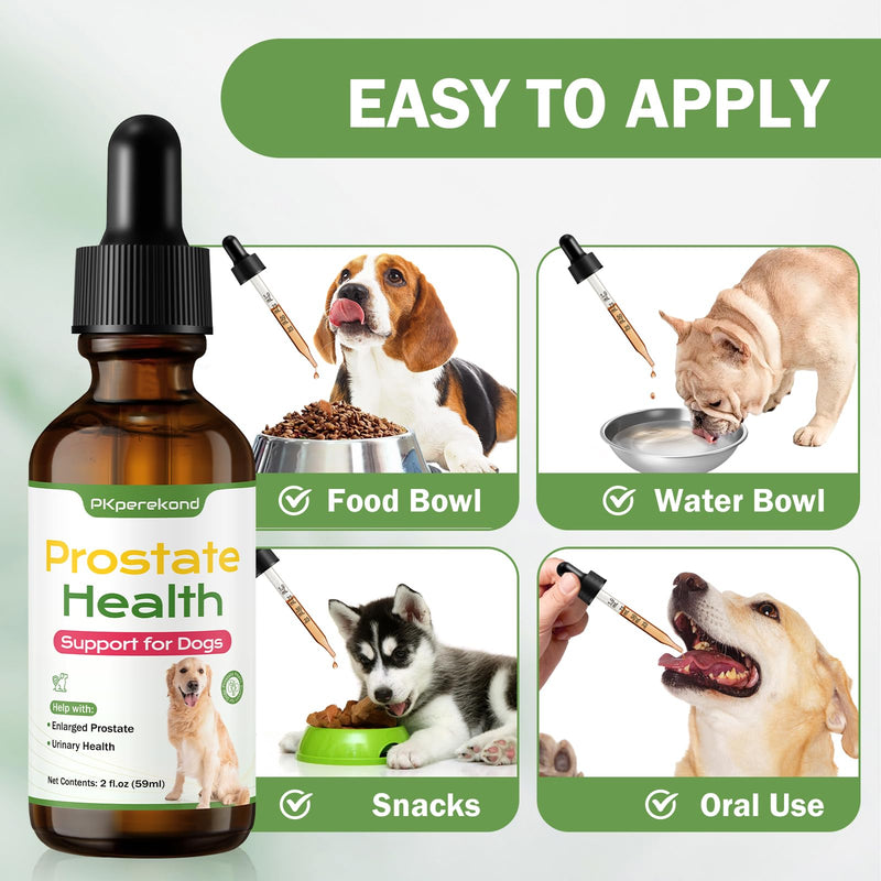 Prostate Health Support for Dogs, Relieves Enlarged Prostate, Supports Urinary Tract Health, Normal Frequency, Enhances Overall Immune Wellness, Natural Herbal Supplement, 2 oz (59 ml), Herbal Flavor