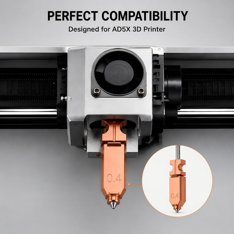 Upgraded AD5X Nozzle Set 0.4mm All Metal Hotend Extruder Printhead with Integrated Heater Block, 3PCS with 3Cleaning Brushes & Silicone Socks 0.4mm x 3