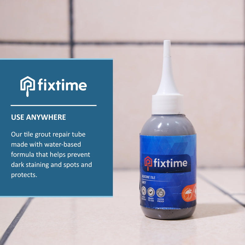 Silicone Tile Repair Kit – Premixed Fast-Drying Gray Caulk, Filler, and Sealer for Cracked Bathroom, Kitchen, and Floor Tiles (225g / 8 oz) GREY