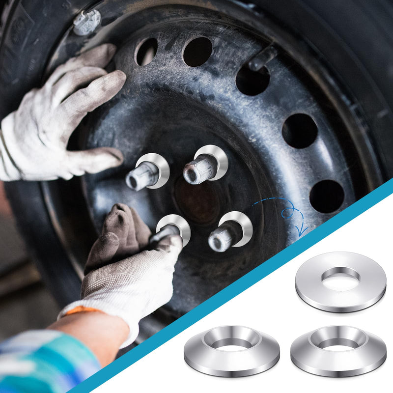20 Pcs Aluminum Wheel Washer Replacement, 60 Degree Aluminum Wheel Washer for Car Enthusiasts, Repair Technicians, Flat Surface to 60 Degree Lug Taper