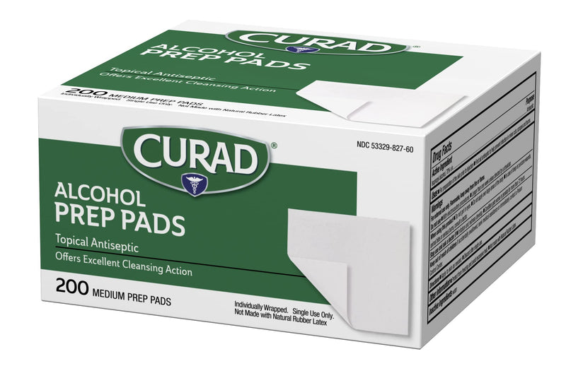 Curad Alcohol Disinfectant Prep Pads, 2-ply, Medium Size, 200 Count 200 Count (Pack of 1)