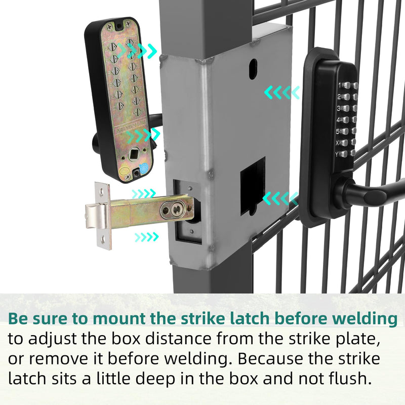 GB2020 Gate Lock Box for Double Keypad Mechanical Combination Lock，Steel Gate Box GB2020 for Metal Gates and Fence (NOT for Aluminum GATE) - 2 3/8" Inch 60mm Backset
