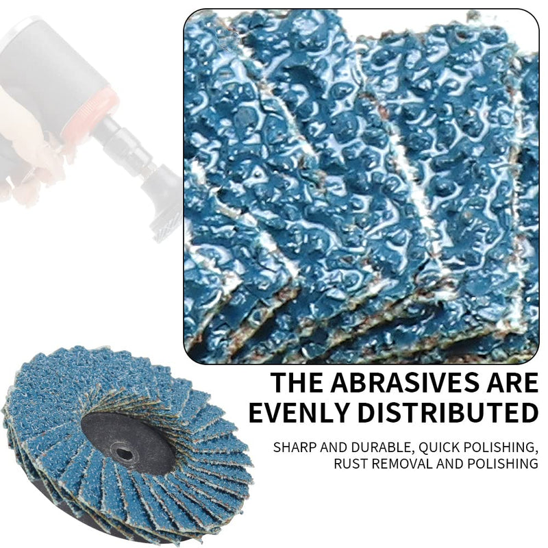 9Pcs 2 inch Zirconia Alumina Quick Change Flap Discs Grit 60 Flat Roll Lock Sanding Disc with Disc Pad Holder for Rotary Tools, Die Grinder Grinding Wheel Accessories Drill Sanding Attachment 60 Grit