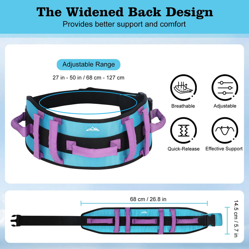 supregear Gait Belt - Anti-Slip Transfer Belt for Seniors, Nursing Safety Patient Assist with 7 Handles - Elderly, Bariatric, Handicap, Physical Therapy - PT Gate Strap Quick-Release Buckle Aqua