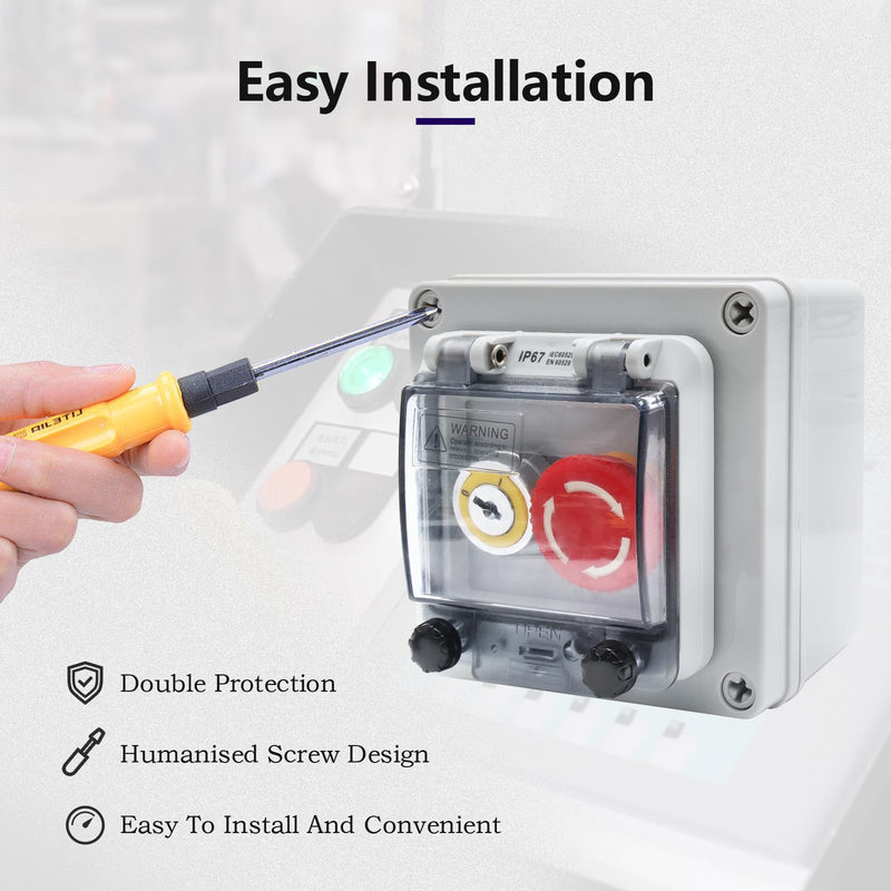 Button Box Green +Red Momentary Push Button Switch with Protective Cover IP67 Outdoor Waterproof Anti-misoperation Switch Button Switch Station Box Green +Red Momentary Push Button Box