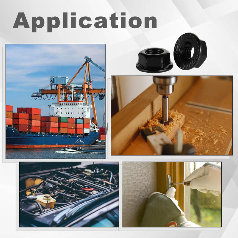 M5-0.8 Serrated Flange Hex Nuts Flanged Locknuts, 304 Stainless Steel 18-8, Black Finish, 50 PCS M5-0.8