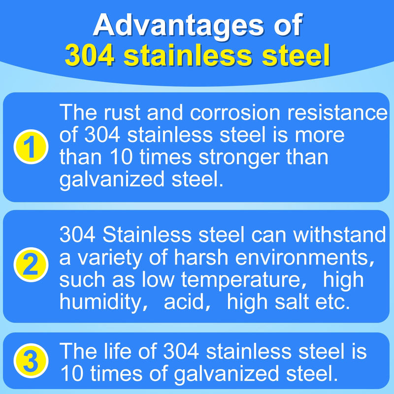 18 Gauge 304 Stainless Steel Brad Nails (2",1-1/4" 1", 3/4"), Assorted 1200 Counts for 18 GA Pneumatic or Electric Brad Nailer or Brad Nail gun,Project Pack