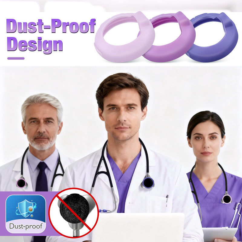 3 Pcs Digital Stethoscope Chestpiece Cover Compatible with EKO CORE 500, Silicone Echo Stethoscope Accessories for Protective Dustproof Design(Gradient Purple) Gradient Purple