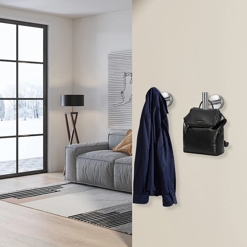 NearMoon Bath Towel Hooks- SUS 304 Stainless Steel Robe Hook Holder, Heavy Duty Coat Hook for Bathroom Livingroom Hotel Kitchen Garage, Wall Mounted- 4 Pack (Brushed Nickel) Brushed Nickel