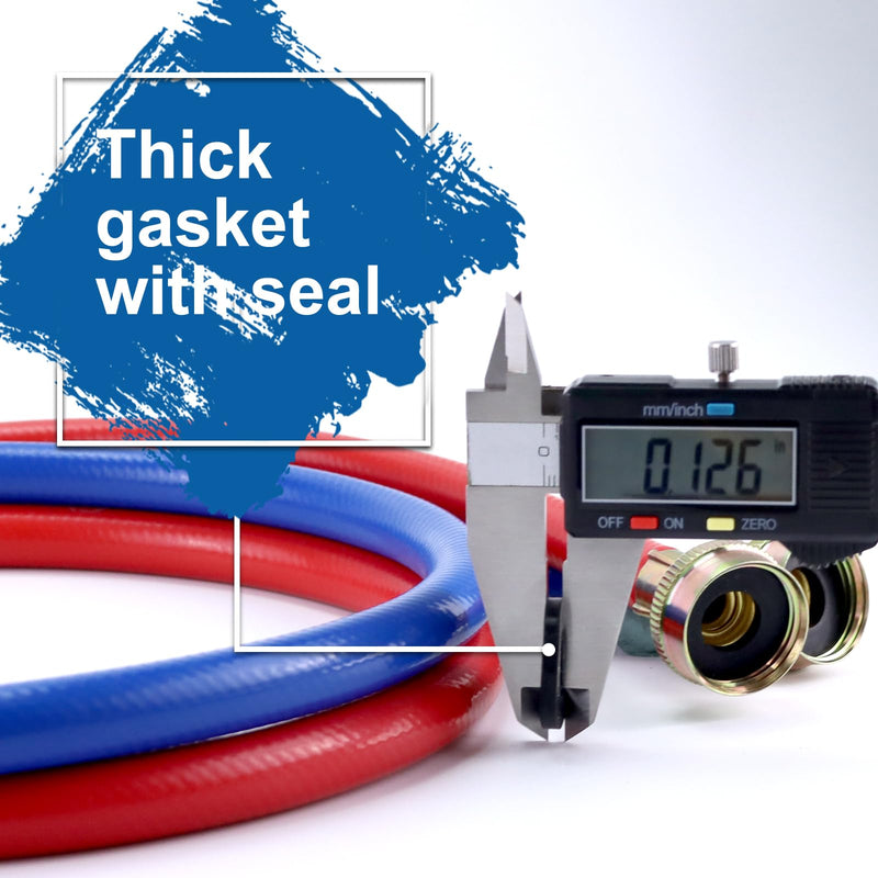 Washer Hoses 4FT,Rubber Washing Machine Hoses 3/4 Washer Machine Hoses 2 packs,Burst Proof Water Supply Lines for Hot and Cold Water Washer Hoses,Universal for All Standard Wash Machines-by MIFLUS Rubber 4foot-Straight