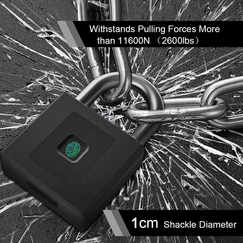 Gate Padlock Combination Padlock: Fingerprint Phone App Locker Lock eLinkSmart - Keyless Padlock Outdoor Waterproof Heavy Duty 1CM Shackle Support iOS Watch