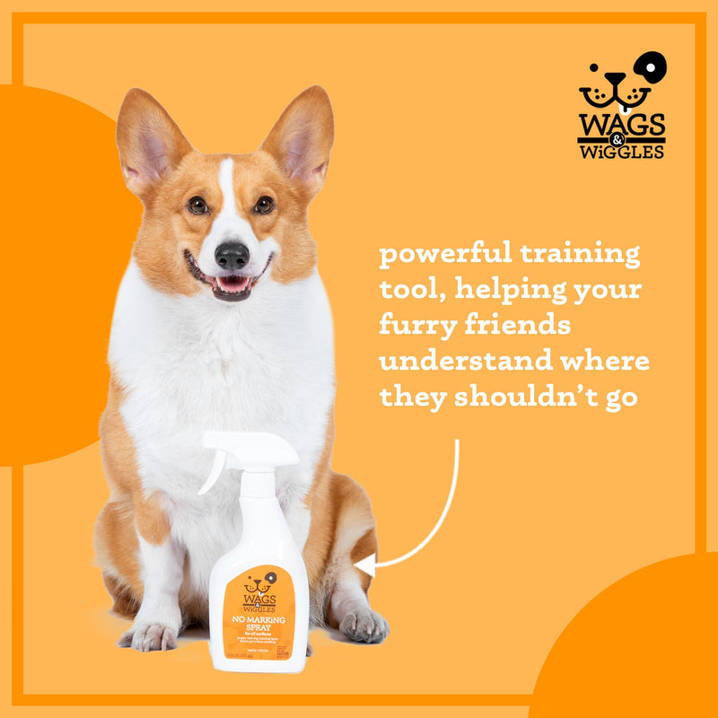 Wags and Wiggles No Marking Deterrent Training Spray for Dogs - Indoor Dog Pee Repellent, Anti-Marking Behavior Correction Spray for Puppies and Adult Dogs, 16 Fl Oz Citrus Zesty 16 Fl Oz (Pack of 1)