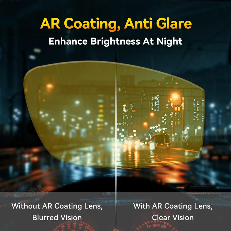 Dollger Night Vision Glasses for Women Men,Fit Over Prescription Glasses with Anti Glare Yellow Lens Night Vision Lens-2 Packs