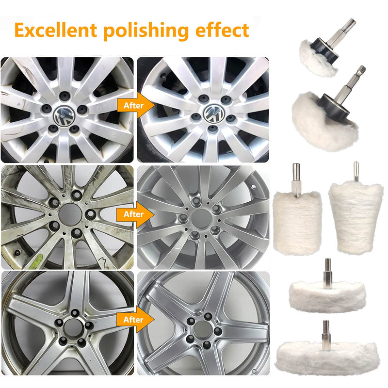 6 pcs Buffing Wheel for Drill,Buffing Pad Polishing Wheel Kits,Wheel Shaped Polishing Tool for Metal Aluminum,Stainless Steel,Chrome,Jewelry,Wood,Plastic,Ceramic,Glass,etc 6