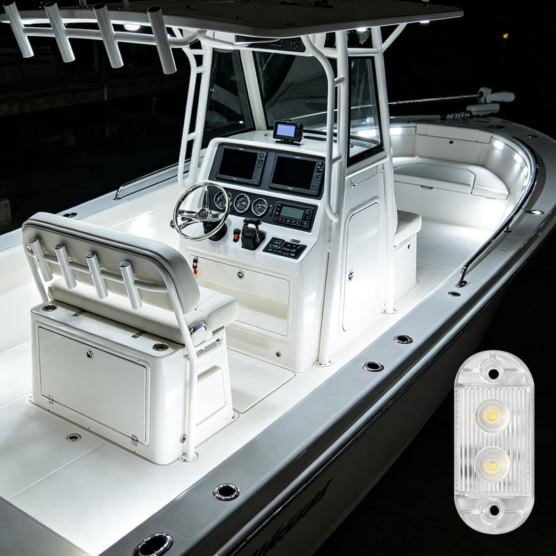 UCINNOVATE 8Pcs Boat LED Light, 12V Waterproof Marine Boat Interior Lights, Boats Stern Light, Courtesy Lights, Night Lighting for Yacht, Pontoon Boating, Sailboat, Kayak, Bass Boats Vessel(White) White 8