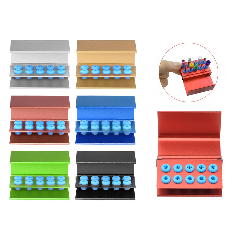 EustomA 10 Holes Burs Holder 4pcs/Set Blocks Autoclavable Bur Case (Mixed Color) Mixed color