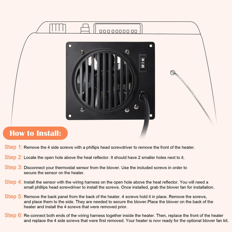 Hiorucet F299201 Blower Fan Kit for Mr Heater 20000-30000 BTU Ventless Propane and Natural Gas (2016-Present), Replacement Mr. Heater F299201 Vent Free Blower Accessory Kit. F299201 Black