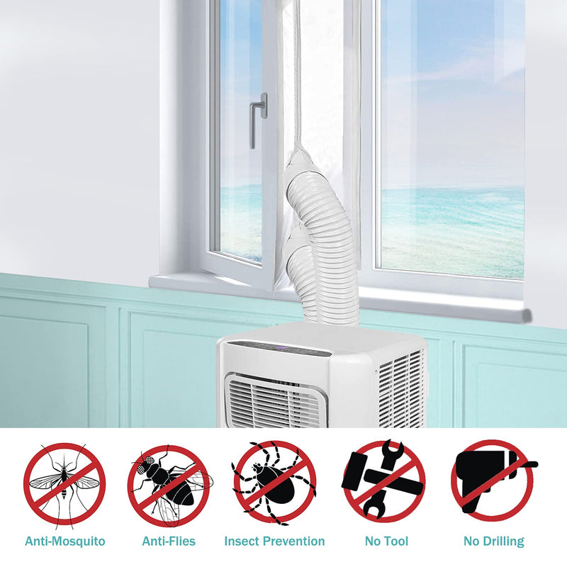 Machine-Ya 157”(400CM) Universal Window Seal for Portable Air Conditioner and Tumble Dryer, Works with Every Mobile Air-Conditioning Unit, Air Exchange Guards with Zip and Hook Tape 400cm