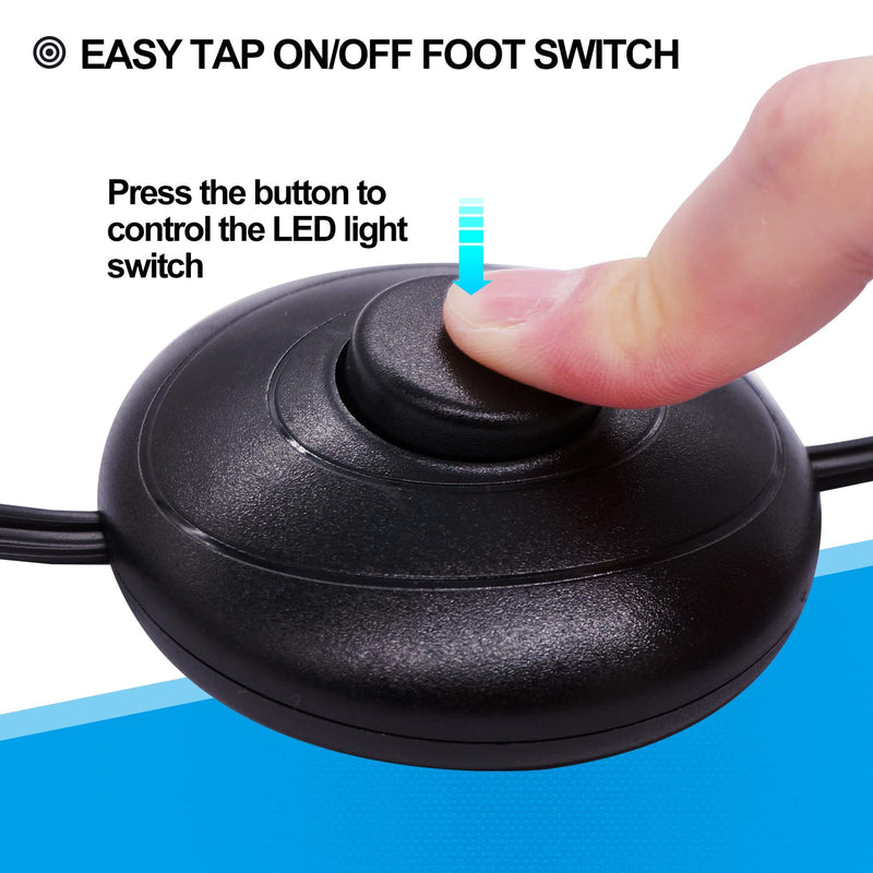 Twidec/Foot Switch Floor Black Foot Pedal Push Switch Round Inline Lamp Light On-Off Control Foot Switch 3A 125VAC with 5.9FT 16AWG 2-Prong Polarized Extension Cord N-012-1.8MX