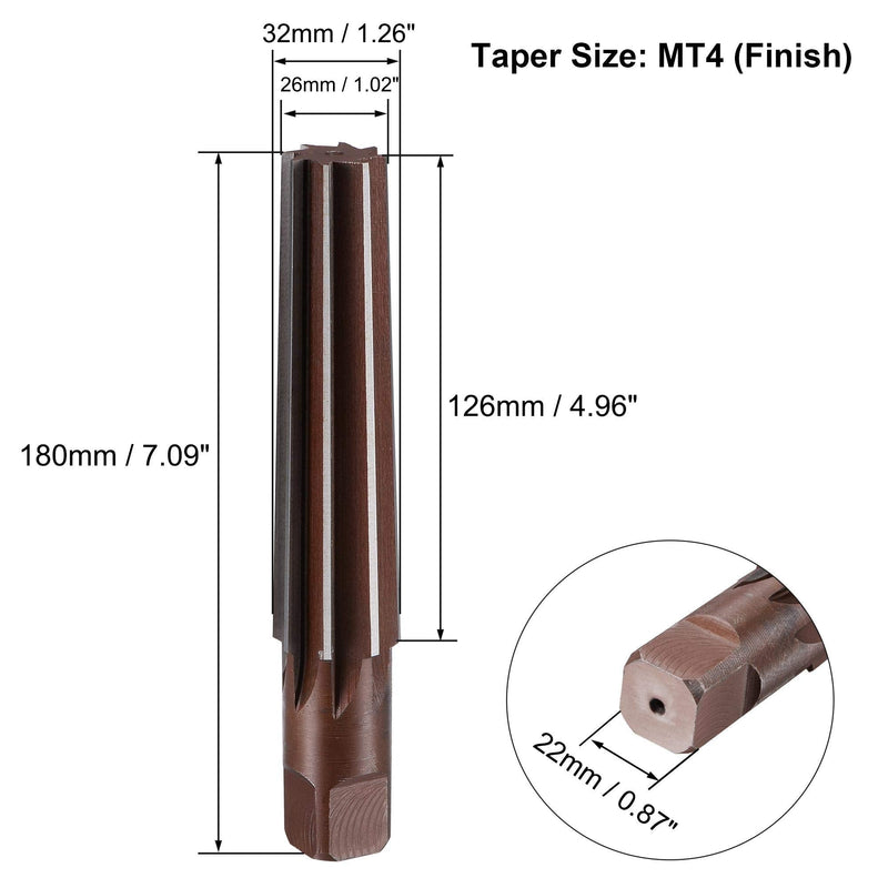 uxcell MT4 Morse Taper Reamer H8 Accuracy Alloy Tool Steel 8 Flutes Straight Shank Finish Hand Reamer Cutter Milling Tool Conical reamer for Bore Machining